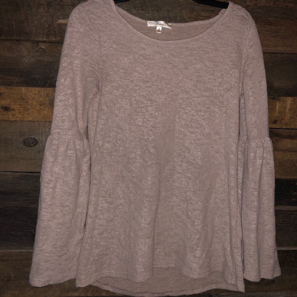 Plush texture, flared long sleeve shirt